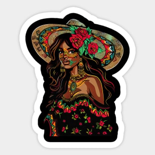 Cinco de mayo mexican woman Sticker